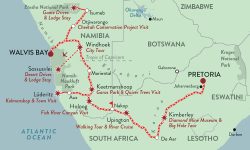 Namibia Rovos Rail mapa